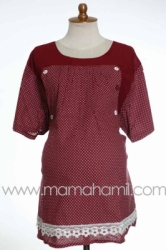 baju hamil jumbo kancing menyusui polkadot merah  BHJ 44  large